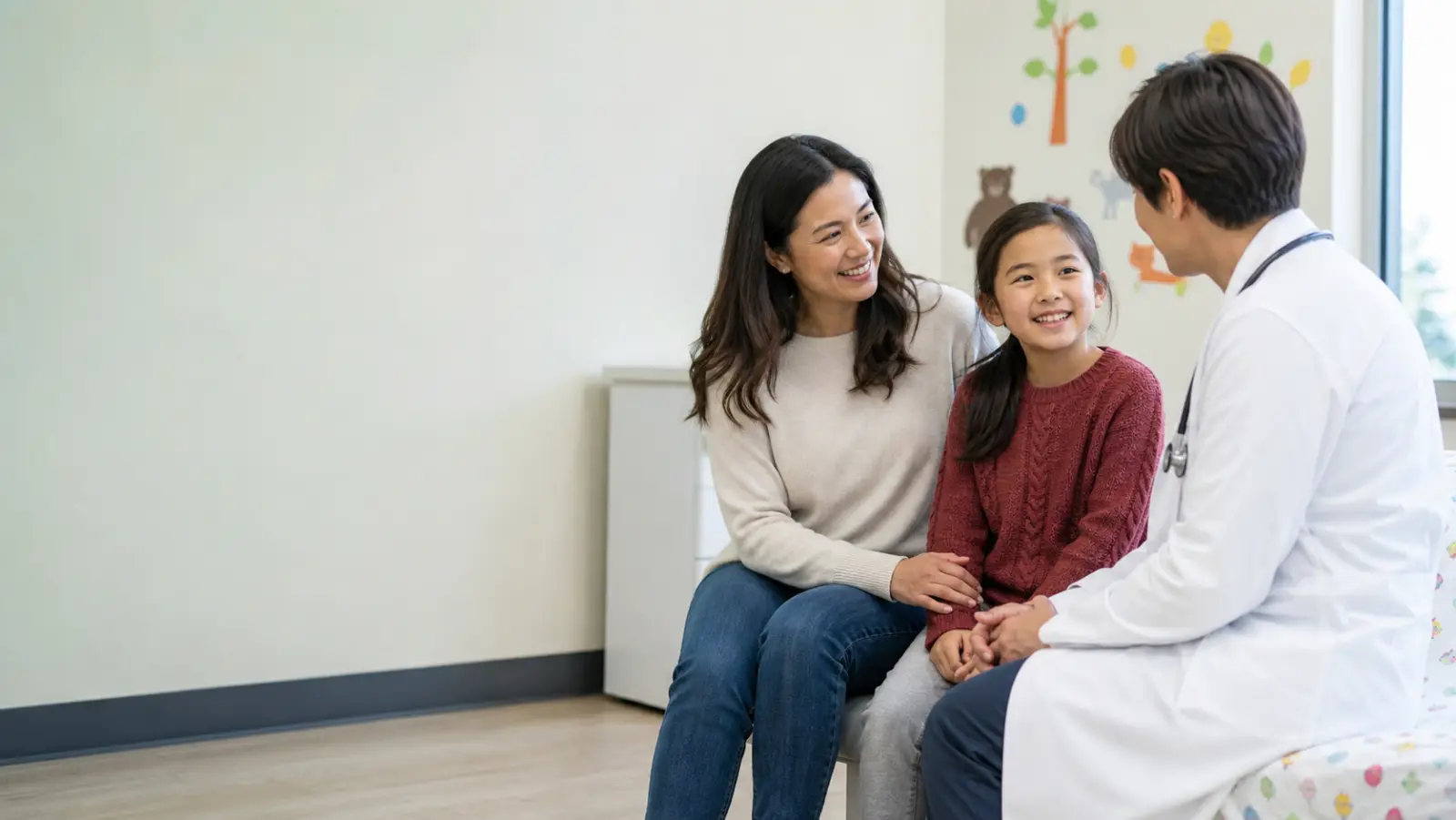 Parent and child arranging a clinic visit